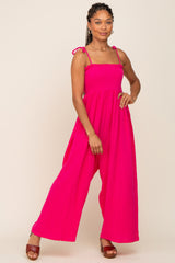 Fuchsia Sleeveless Cropped Jumpsuit