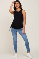 Black Ruched Tie Maternity Tank Top