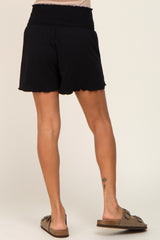 Black Smocked Lounge Shorts