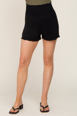 Black Smocked Maternity Lounge Shorts