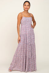 Pink Floral Tiered Maxi Dress