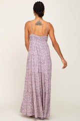 Pink Floral Tiered Maxi Dress