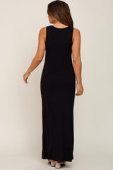 Black Basic Sleeveless Maternity Maxi Dress