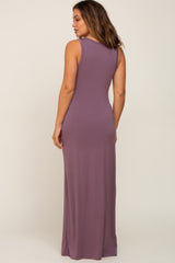 Mauve Basic Sleeveless Maternity Maxi Dress