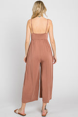 Mocha Square Neck Wide Leg Jumpsuit