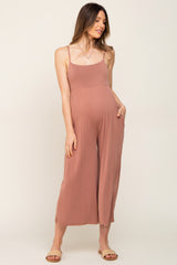 Mocha Square Neck Wide Leg Maternity Jumpsuit