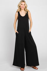 Black Wide Leg Sleeveless Jumpsuit