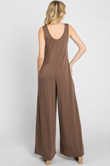 Mocha Wide Leg Sleeveless Jumpsuit