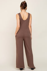 Mocha Wide Leg Sleeveless Maternity Jumpsuit