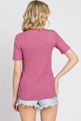 Mauve Ribbed Wrap Front Nursing Top