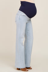 Light Blue Basic Maternity Wide Leg Jeans