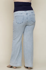 Light Blue Basic Maternity Plus Wide Leg Jeans