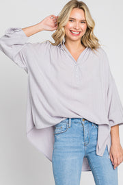 Lavender Lightweight Striped Textured Collared Top