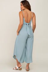 Sage Sleeveless Asymmetrical Hem Maternity Jumpsuit