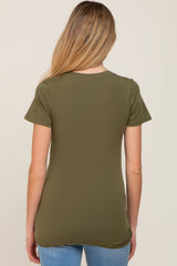 Olive Basic Crew Neck Maternity Tee