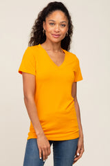 Orange Basic V-Neck Maternity Tee