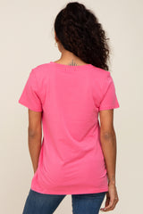 Pink Basic V-Neck Tee