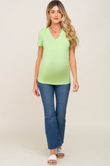 Lime Basic V-Neck Maternity Tee