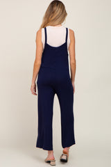 Dark Navy Sleeveless Wide Leg Maternity Jumpsuit