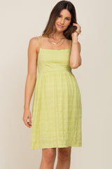 Lime Striped Sleeveless Maternity Dress