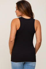 Black Sleeveless Ribbed Maternity Top