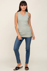 Sage Sleeveless Ribbed Top