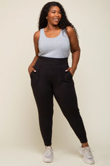 Black Soft Knit Plus Jogger Pants