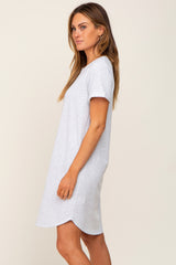 Heather Grey French Terry Cuffed Short Sleeve Maternity Dress