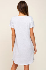 Heather Grey French Terry Cuffed Short Sleeve Maternity Dress