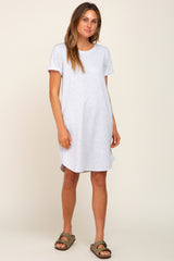 Heather Grey French Terry Cuffed Short Sleeve Maternity Dress