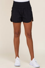 Black Curved Hem Active Shorts