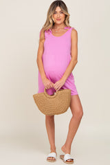 Pink Knot Strap Maternity Romper