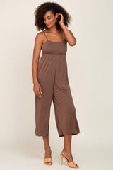 Brown Sleeveless Cropped Jumpsuit