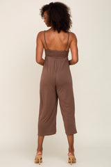 Brown Sleeveless Cropped Jumpsuit