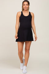 Black Tennis Racerback Maternity Romper Dress