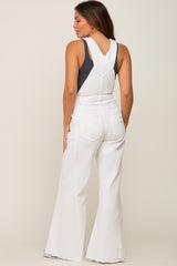 Ivory Denim Distressed Wide Leg Maternity Overalls