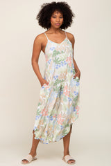 Pastel Leaf Print Maternity Jumpsuit