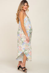 Pastel Leaf Print Maternity Jumpsuit