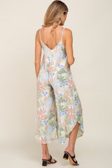 Pastel Leaf Print Maternity Jumpsuit