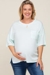 Mint Short Sleeve Pocketed Plus Maternity Top