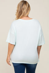 Mint Short Sleeve Pocketed Plus Maternity Top