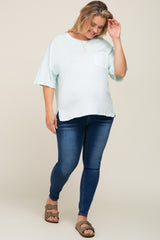 Mint Short Sleeve Pocketed Plus Maternity Top