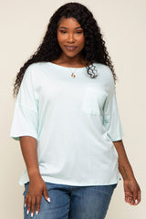 Mint Short Sleeve Pocketed Plus Maternity Top