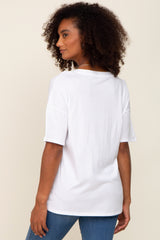 White Pocketed V-Neck Top