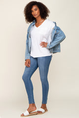 White Pocketed V-Neck Top