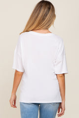 White Pocketed V-Neck Maternity Top