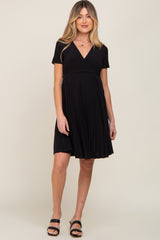 Black Pleated Maternity/Nursing Dress