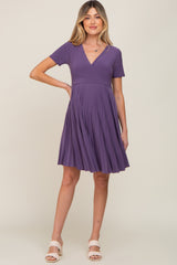 Plum Pleated Maternity/Nursing Dress