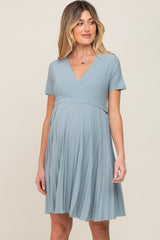 Mint Pleated Maternity/Nursing Dress