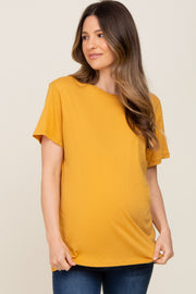 Gold Oversized Short Sleeve Maternity Top